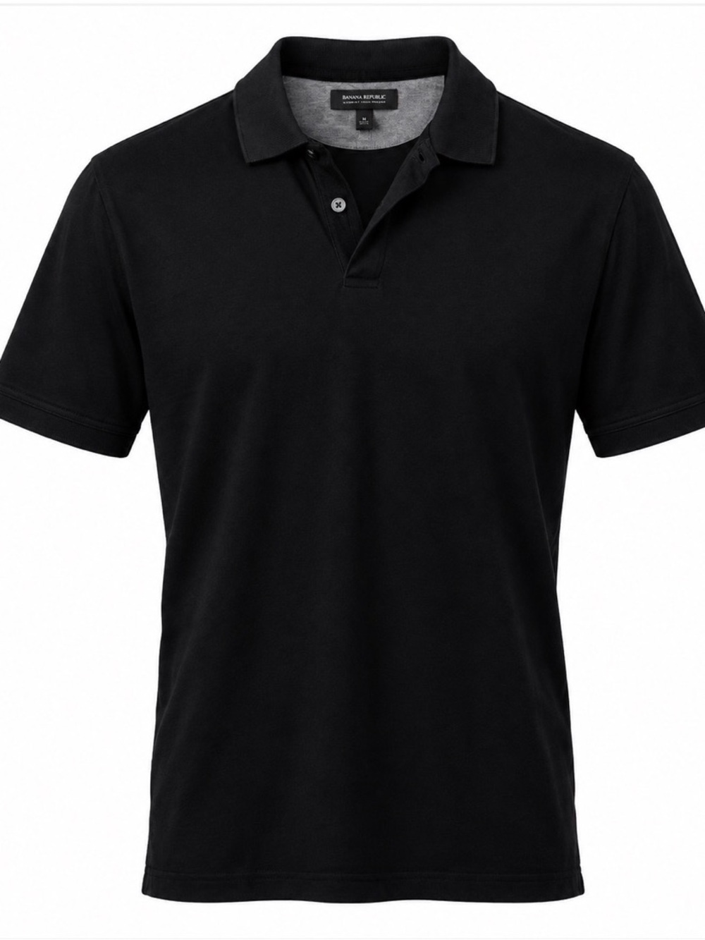 Banana Republic Luxury Touch Black Polo Shirt Short Sleeve Minimalist Size L